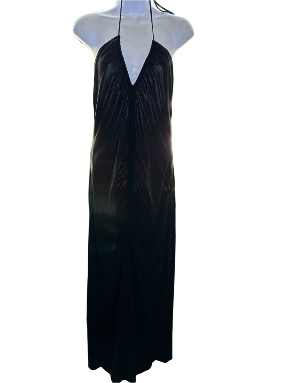 ZARA Black Halter Front Slit Whimsigoth Maxi Dress Size Medium